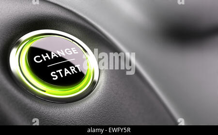Finger about to press a change button. Concept of career development or changing life Stock Photo
