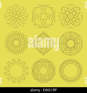Guilloche vector elements. Stock Vector