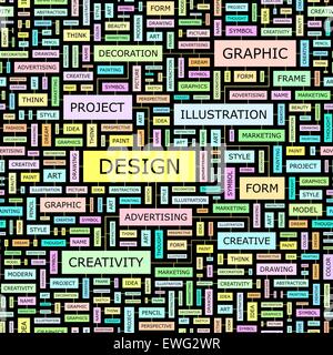 DESIGN. Word cloud illustration. Tag cloud concept collage. Stock Vector