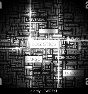 LOGISTICS. Word cloud illustration. Tag cloud concept collage. Stock Vector
