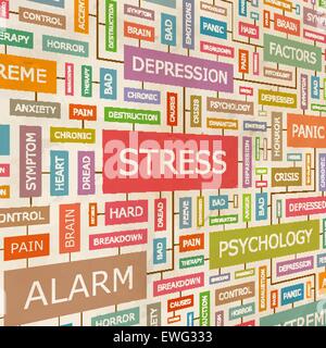 STRESS. Concept related words in tag cloud. Conceptual info-text graphic. Word collage. Stock Vector