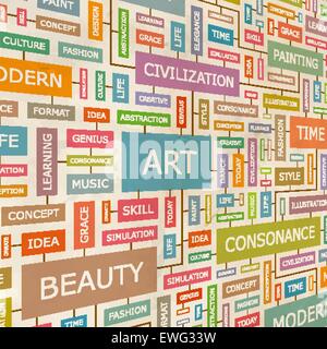 ART. Concept related words in tag cloud. Conceptual info-text graphic. Word collage. Stock Vector