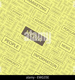 MEDIA. Word cloud illustration. Tag cloud concept collage. Stock Vector