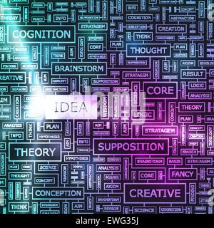 IDEA. Word cloud illustration. Tag cloud concept collage. Usable for different business design. Stock Vector