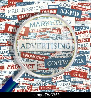 ADVERTISING. Concept related words in tag cloud. Conceptual info-text graphic. Word collage. Stock Vector