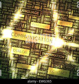 COMMUNICATION. Word cloud illustration. Tag cloud concept collage. Usable for different business design. Stock Vector