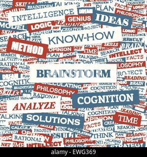 BRAINSTORM. Word cloud concept illustration. Wordcloud collage. Stock Vector