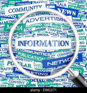 INFORMATION. Word cloud illustration. Tag cloud concept collage. Stock Vector