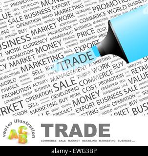 TRADE. Background concept wordcloud illustration. Print concept word cloud. Graphic collage. Stock Vector
