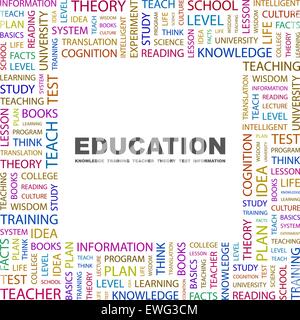 EDUCATION. Word cloud illustration. Tag cloud concept collage. Stock Vector