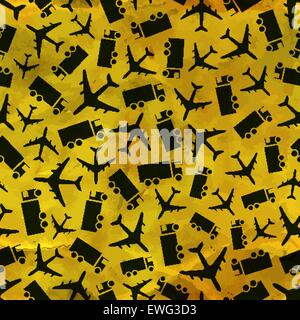 Airplane and truck. Seamless abstract background. Abstract pattern. Stock Vector