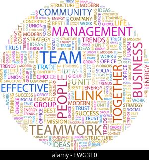 TEAM. Word cloud illustration. Tag cloud concept collage. Stock Vector