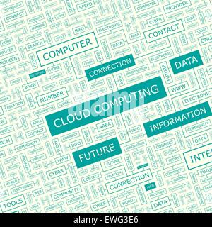 CLOUD COMPUTING. Word cloud illustration. Tag cloud concept collage. Stock Vector