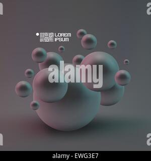Random spheres background. 3D illustration. Stock Vector