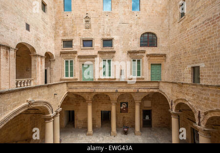 Italy Apulia Francavila Fontana  Imperial castle courtyard arcade Stock Photo