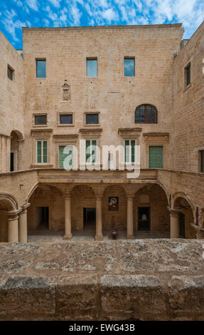 Italy Apulia Francavila Fontana  Imperial castle courtyard arcade Stock Photo