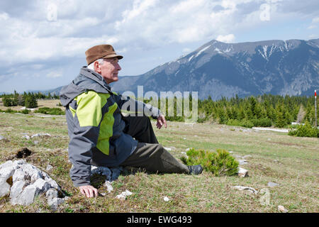 Senior in the mountains, Austria Stock Photo