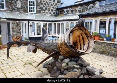 Basking Shark sculture, Art in Nature Sculpture Trail, Calgary Bay, Isle of Mull, Hebrides, Argyll and Bute, Scotland Stock Photo