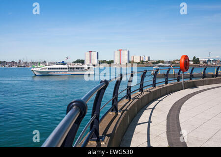 Wightlink ferry Wight Ryder I catamaran at Portsmouth Harbour for foot passengers travelling between Portsmouth and Ryde Pier Head, Isle of Wight, UK Stock Photo