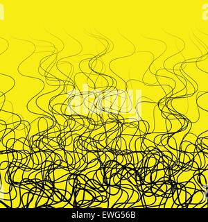 Wavy lines abstract, artistic illustration in simple yellow and black. Stock Vector