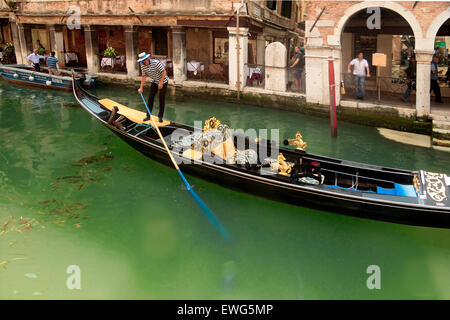 Venice- Gondola on the  Rio dei Santissimi Apostoli Stock Photo