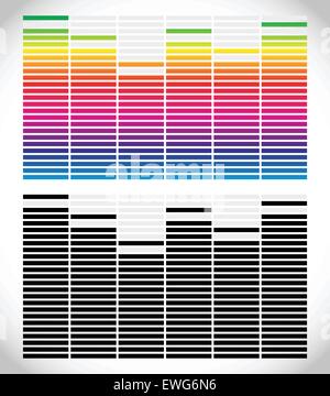 Equalizer (EQ) graphics. Black and white and gradient version. Stock Vector