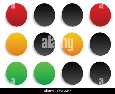 Traffic light (traffic lamp, semaphore) concept graphics. Green, yellow, red lights. Stock Vector