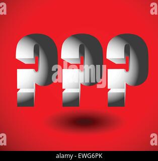 Bold, 3d question marks. 3 question marks for problem, riddle or concepts related to questions. Stock Vector