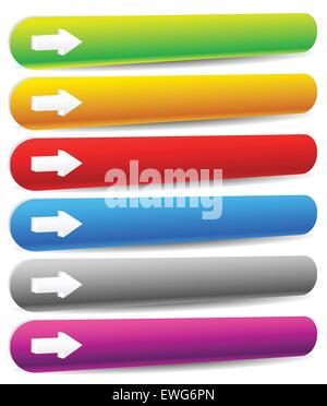 3d buttons, banners in perspective with arrows. Stock Vector