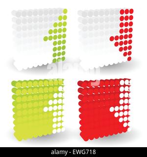 Up, down arrows in dotted cubes. Half arrows. Vector element. Stock Vector