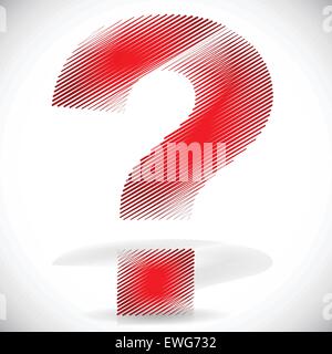 3D red question mark graphics for related concepts. Problem solving, questions, riddle, quiz, looking for a solution. Stock Vector