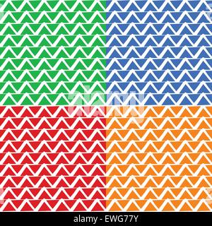 Colorful repeatable pattern set with wavy, zigzag lines. (editable vector) Stock Vector