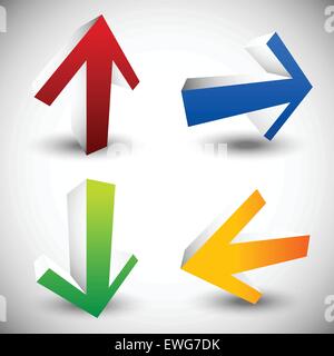 Arrow icons in 4 directions. Up, down, left, right arrows. Stock Vector