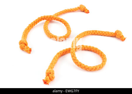 Orange rope  knot isolated on white Stock Photo