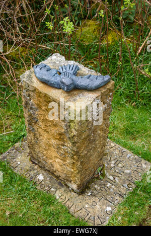 Memorial in a ruin of crofters cottage said to be home to David Livingstons grandparents, Isle of Ulva, Hebrides, Argyll and Bute, Scotland Stock Photo