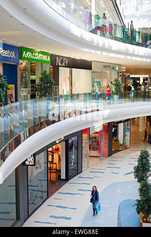 People at Skymall shopping mall. Skymall is one of largest shopping mall in Ukraine. Consists of Stock Photo