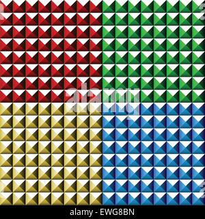 Studded, pointed background, seamless pattern in 4 colors. Stock Vector