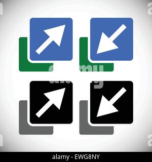 Resize, minimize, maximize icons, symbols with arrows. Vector. Stock Vector