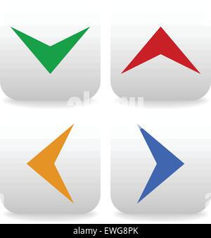 Rounded square arrows icons up, down, left and right Stock Vector