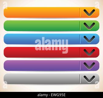 empty, blank oblong, long horizontal buttons, banners with arrows. vector Stock Vector