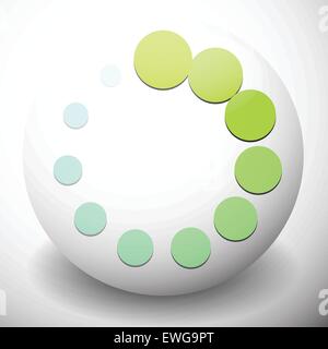Dotted preloader (buffer) shape on sphere, editable vector. Circular dots. Generic icon. Stock Vector