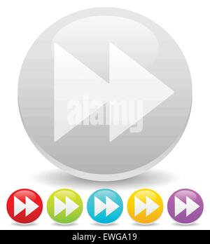 Colorful right arrows, forward, fast forward buttons, icons. vector graphic Stock Vector