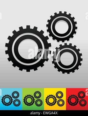 Gear, gearwheel background in 5 colors to match your design. Vector. Stock Vector