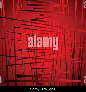 Abstract contemporary art made of random lines. Vector. (Red version) Stock Vector
