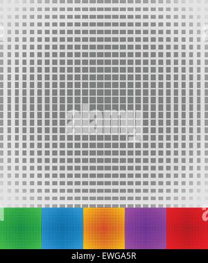 Set of abstract textures, patterns with intersecting lines. 5 colors and grayscale version.(Repeatable) Stock Vector