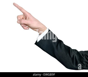 Finger press something on white Stock Photo
