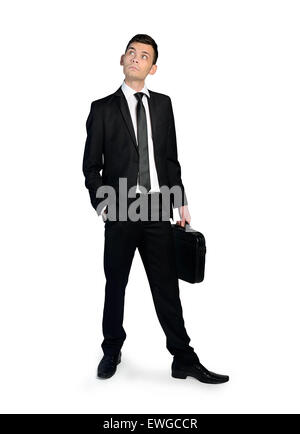 Isolated business man with briefcase Stock Photo