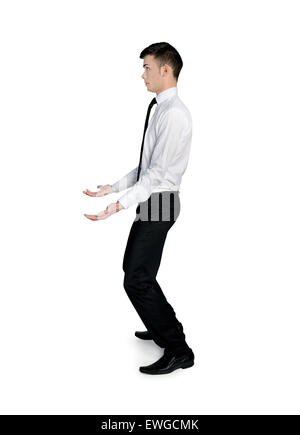 Isolated business man carrying something Stock Photo