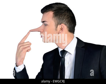 Isolated business man liar concept Stock Photo