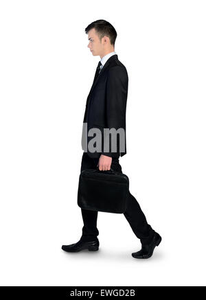 Isolated business man walking side Stock Photo